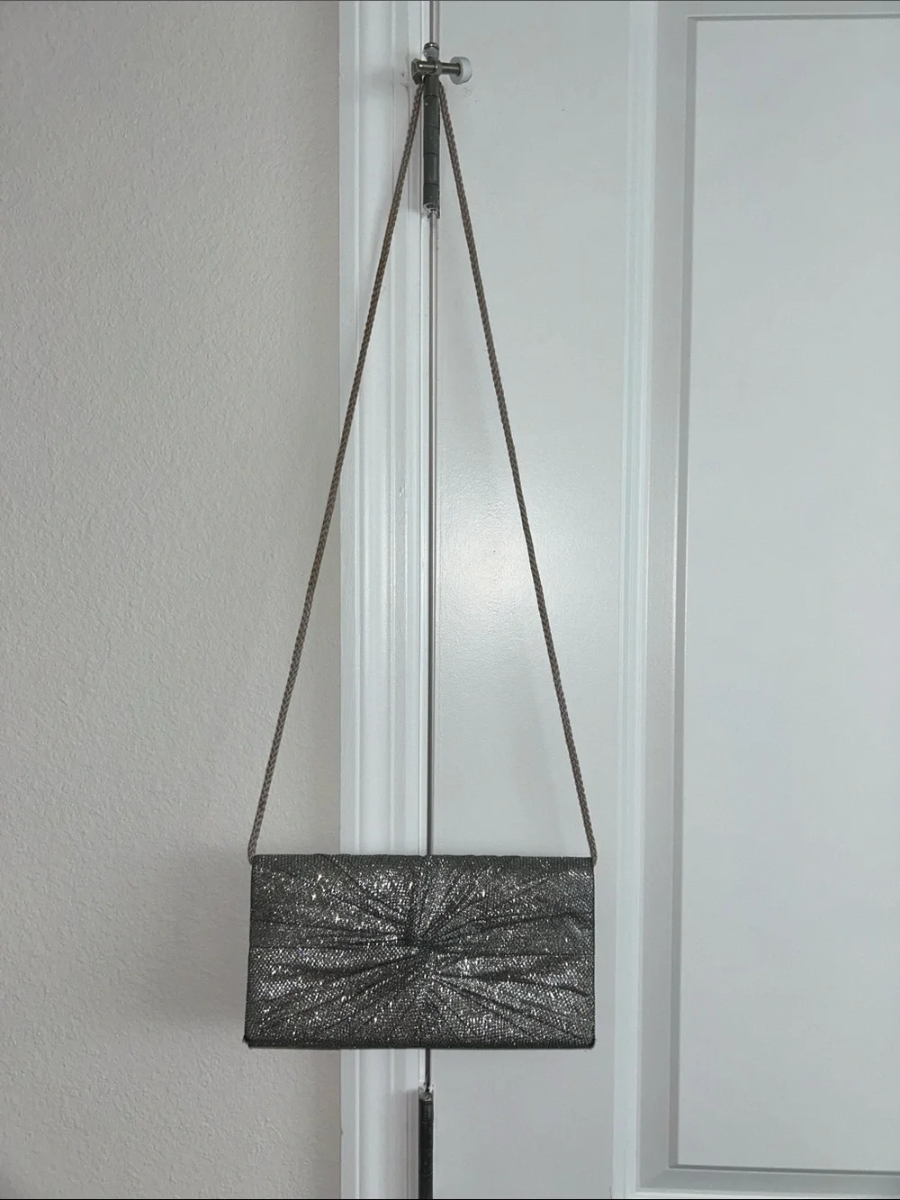 Metallic Gunmetal Evening Crossbody Bag